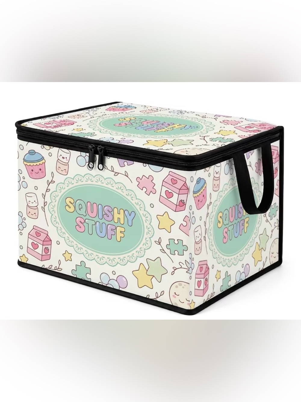 “Squishy stuff” Pastel Decorative Storage Box - Mint & Pastel Print